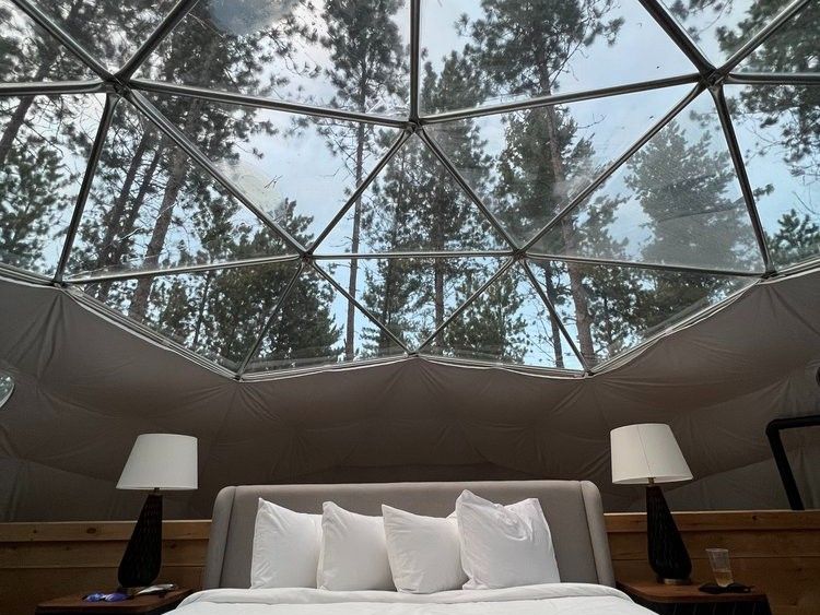 Sleeping area at the glamping dome