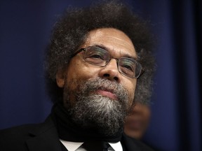 Cornel West, professor of philosophy at Union Theological Seminary, speaks at the National Press Club February 21, 2017 in Washington, DC.