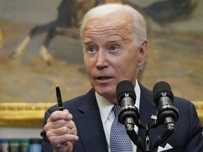 President Joe Biden speaks in the Roosevelt Room of the White House, Friday, June 30, 2023, in Washington. The Biden administration is moving forward on a new student debt relief plan after the Supreme Court struck down his original initiative to provide relief to 43 million borrowers.