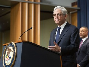 Attorney General Merrick Garland speaks at a press conference to announce arrests and disruptions of the fentanyl precursor chemical supply chain on Friday, June 23, 2023 in Washington.