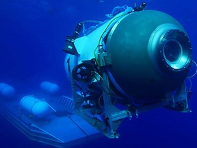 The Titan submersible launches from a platform