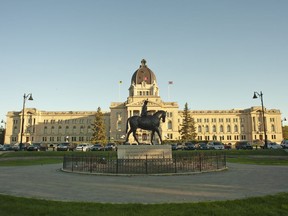The Saskatchewan Legislative Building at Wascana Centre in Regina, Saturday, May 30, 2020. Saskatchewan's information and privacy commissioner says justice officials should strongly consider prosecuting a former government employee after finding they had inappropriately accessed personal information as part of an alleged illegal immigration scheme.