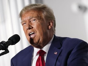 FILE - Former President Donald Trump speaks at Trump National Golf Club in Bedminster, N.J., Tuesday, June 13, 2023, after pleading not guilty in a Miami courtroom earlier in the day to dozens of felony counts that he hoarded classified documents and refused government demands to give them back.