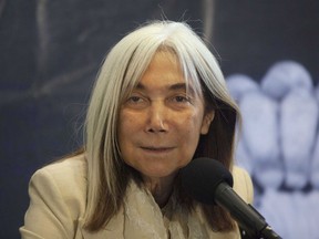 FILE - Maria Kodama, widow and heiress of Argentine author Jorge Luis Borges attends a press conference at the Palacio de Bellas Artes in Mexico City, July 30, 2012. Kodama has died on Sunday, March 26, 2023. Courts in Argentina said on Tuesday, June 27, 2023, that the Kodama´s five nephews will inherit the manuscripts and copyright of the writings of Kodama´s late husband Jorge Luis Borges.