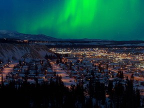 Strong northern lights (Aurora borealis) are typical over northern communities such as Whitehorse, Yukon, but occasionally make an appearance further south, as is the case this week.