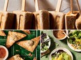 Clockwise from top: coconut-coffee pops, Huế rice crepes and smoky nori-tofu wontons