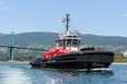 The all-electric HaiSea Wamis arrives in Vancouver harbour on July 8, 2023.