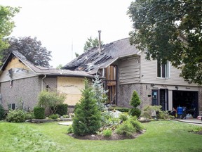 Fire destroyed this house at 11 Guildford Cr. in London nearly 12 hours after it was struck by lightning. Photo taken on Wednesday July 12, 2023. Derek Ruttan/The London Free Press