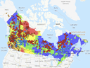 July 20 map of wildfires active across Canada.