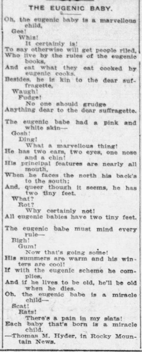 1914 poem mocking eugenics.