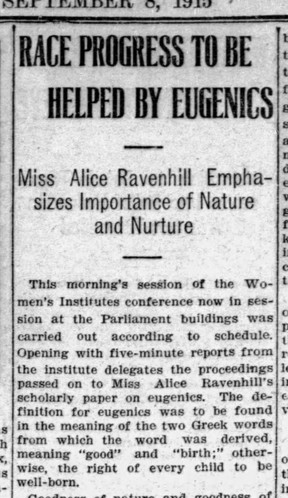 Notice of a eugenics talk from 1915.