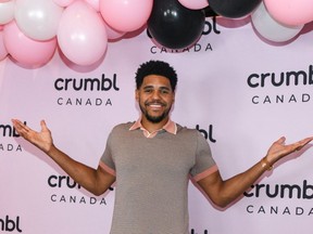 Tobias Harris at a Crumbl Canada launch party.