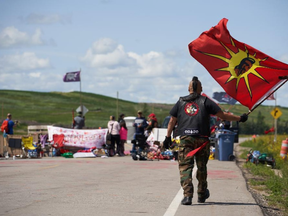 A group of Indigenous people maintain a blockade at a landfill just outside of Winnipeg.