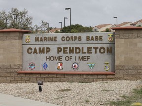 The entrance to Marine Corps base