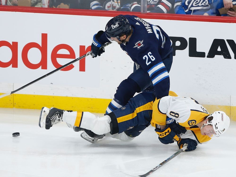 Winnipeg Jets right winger Blake Wheeler (26) skates during an NHL