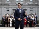 Le Premier ministre Justin Trudeau après un remaniement ministériel à Rideau Hall à Ottawa.