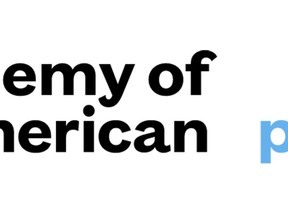 This image shows the logo for the Academy of American Poets. On Tuesday, the academy announced its 2023 Fellowships, contributions of $50,000 each to 23 state and local poets laureate around the country. (Academy of American Poets via AP)