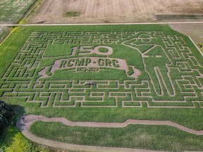 Organizers of the Edmonton Corn Maze are apologizing for their design commemorating the Royal Canadian Mounted Police's 150th anniversary.