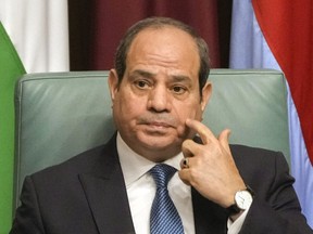 FILE - Egyptian President Abdel Fattah el-Sissi, attends a conference to support Jerusalem at the Arab League headquarters in Cairo, Egypt, Sunday, Feb. 12, 2023. Egypt's President Abdel Fattah el-Sissi is hosting a summit Thursday, July 13, 2023, about the Sudan conflict that will include the leaders of Ethiopia, South Sudan, Chad, Eritrea, Central African Republic and Libya.