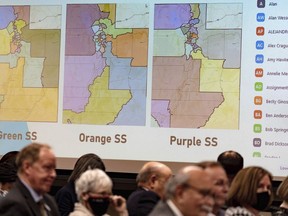 The independent redistricting commission presents their map proposals to the Legislature at the Capitol in Salt Lake City on Monday Nov. 1, 2021.