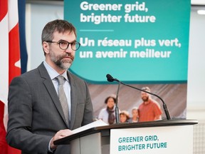 Minister of Environment and Climate Change Steven Guilbeault speaks during media availability at the Climate Positive Energy Initiative conference in Toronto, on Thursday, Aug.10, 2023.