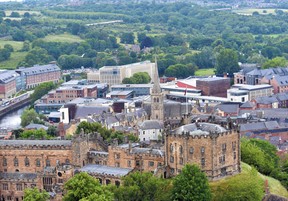 The expansive view from Durham Cathedral’s tower is well worth climbing its 325 stone steps.