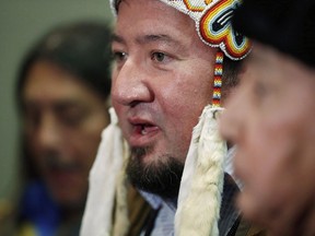 No evidence of human remains has been found during the excavation of a Catholic church basement on the site of a former Manitoba residential school. Grand Chief Derek Nepinak, Assembly of Manitoba Chiefs, speaks to press at a Special Chiefs Assembly / Conference on Climate Change and the Environment in Winnipeg, Tuesday, Nov. 29, 2016.