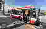 A TTC bus on Toronto's Leslie Street, Tuesday July 4, 2023.