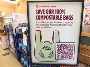 Compostable bags manufactured by Calgary-based Leaf Environmental Products Inc. and sold at Calgary Co-op stores are being banned by the federal government.