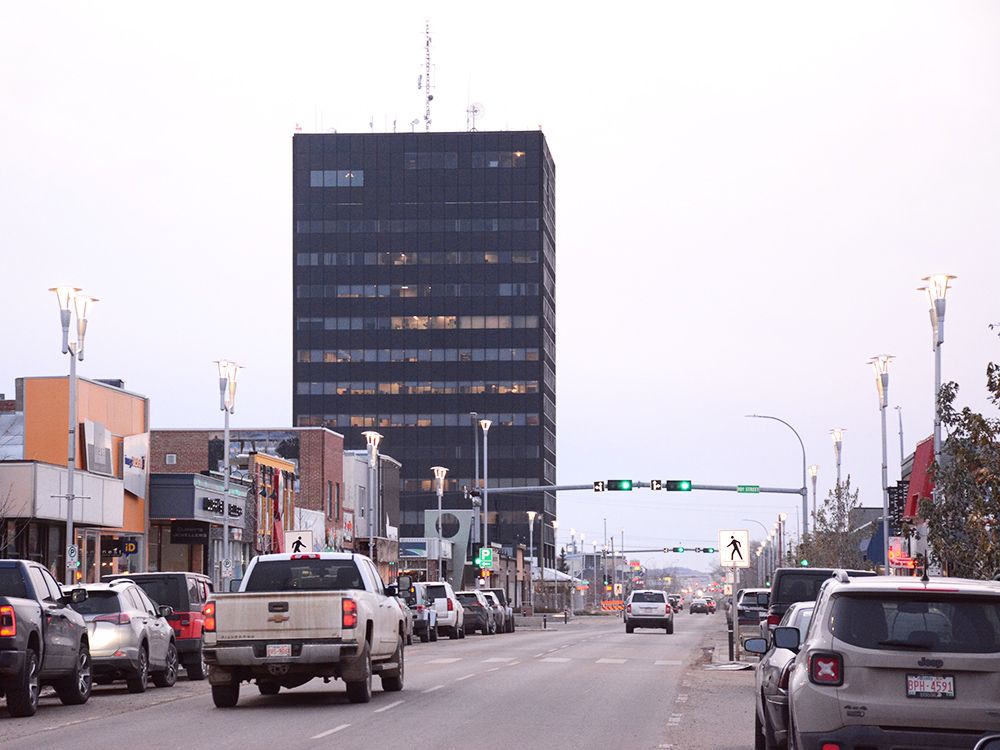  Grande Prairie’s city centre in October 2020. The Alberta city is transitioning from the RCMP to a municipal police service.