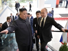 North Korean leader Kim Jong Un with Russian President Vladimir Putin.