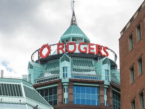 A building with a Rogers Communications sign on it.