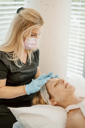 Suzanne Power of 8 West Clinic cleansing and prepping ahead of a chemical peel.