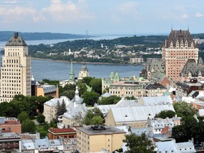 A stellar view of old Quebec City and the St. Lawrence River greets visitors from a 20th-floor room at Hilton Quebec.