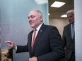 Steve Scalise (left), arrives for a news conference at the Capitol in Washington in June.