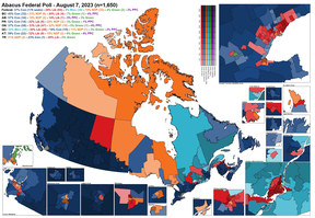 Map showing results of a recent Abacus poll.