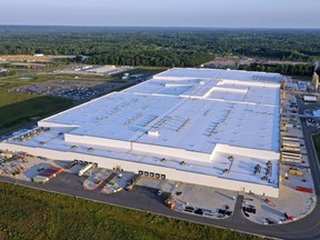 The Ultium Cell factory, a General Motors joint venture electric vehicle battery plant in Warren, Ohio, is shown on Friday, July 7, 2023. Multinational corporations are seeking to produce more items in the United States.