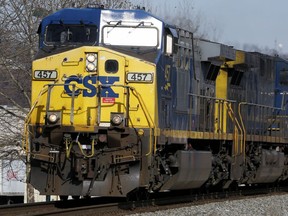 File - A CSX freight train passes through Homestead, Pa., Monday, Feb. 12, 2018. A Trump-era rule allowing railroads to haul highly flammable liquefied natural gas will now be formally put on hold to allow more time to study the safety concerns related to transporting that fuel and other substances like hydrogen that must be kept at extremely low temperatures when they are shipped, regulators announced Thursday, Aug. 31, 2023.