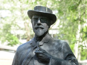 Statue of Sir Matthew Baillie Begbie. New Westminster City council voted to remove the statue from the Courthouse in New Westminster, BC., May 7, 2019.