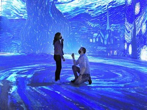 Don Iverson proposed to Chandra Pope at the Van Gogh Exhibition at Vancouver Convention Centre West, in Vancouver May 26, 2021. Iverson died from cancer in June, and said: 'I feel blessed to have loved and be loved by others.'