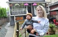 Lisa McCormick with her son Gio at the Douglas Park Academy daycare in Vancouver, B.C. on July 24, 2023.
