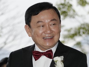 FILE - Former Thai Prime Minister Thaksin Shinawatra welcomes his guests for the wedding of his youngest daughter Paetongtarn "Ing" Shinawatra at a hotel in Hong Kong on March 22, 2019. Thaksin attended a birthday party for outgoing Cambodian Prime Minister Hun Sen in Phnom Penh, according to video posted online Sunday, Aug. 6, 2023, a day after Thaksin said he would delay plans to return to Thailand following years of self-imposed exile.