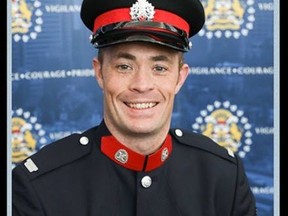 Sgt. Andrew Harnett, 37, of the Calgary Police Service is shown in this undated handout image provided by the police service. A judge says she expects to deliver a sentence in September for a young man convicted of manslaughter in the hit-and-run death of the officer.