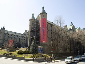 A group of Indigenous elders known as the Mohawk Mothers will be in court today after drilling and excavation work was carried out at the site of a former Montreal hospital where a search for the possibility of unmarked graves is underway. The Royal Victoria Hospital is shown in Montreal, Friday, April 15, 2011.