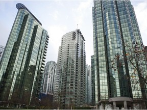 Towers in and around Coal Harbour in downtown Vancouver in 2020.