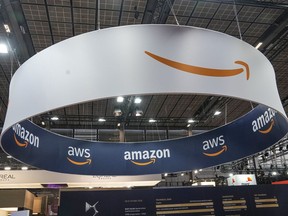 The Amazon logo is photographed at the Vivatech show in Paris, Thursday, June 15, 2023.&ampnbsp;Prime Video is set to introduce advertisements on its platform next year. Amazon's streaming service says the cost won't change for those willing to sit through commercial breaks, and it will introduce a higher-priced option for customers who want to keep the platform ad-free.