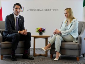 Prime Minister Justin Trudeau meets with Italian Prime Minister Giorgia Meloni in May, 2023. The visit didn't go well.