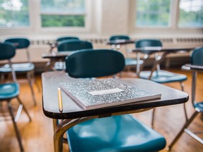 A school classroom.