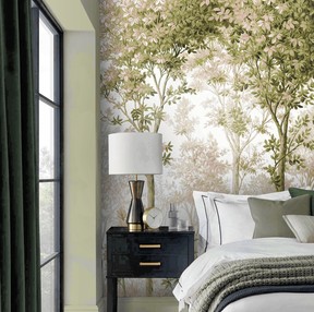 Create a magical world by adding a mural to your room. Coppice Forest Sunset Bespoke Mural, $10 per square foot, grahambrown.com