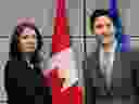 Alberta Premier Danielle Smith meets with Prime Minister Justin Trudeau in Ottawa on February 7, 2023.